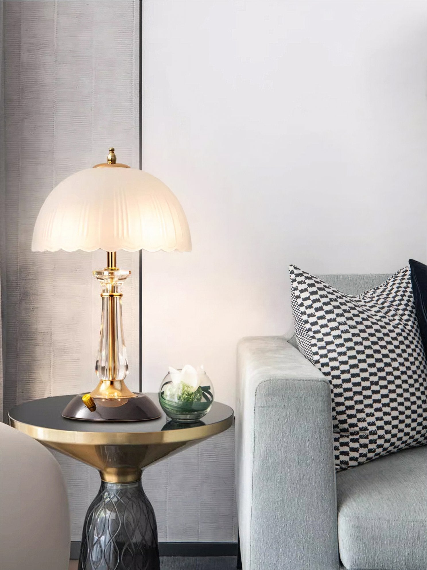 Belle Domed Glass Table Light-Neutral Decor