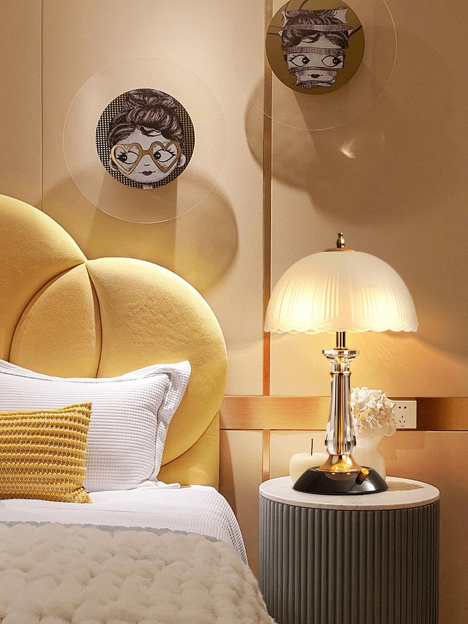 Belle Domed Glass Table Light-Neutral Decor