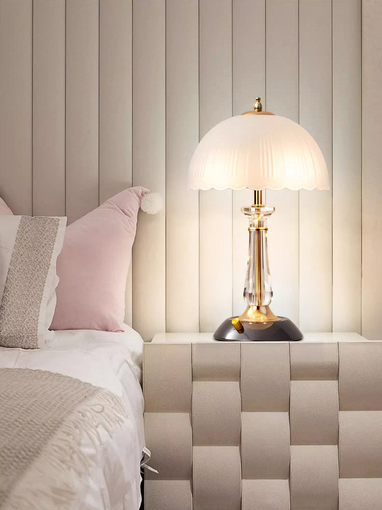 Belle Domed Glass Table Light-Neutral Decor