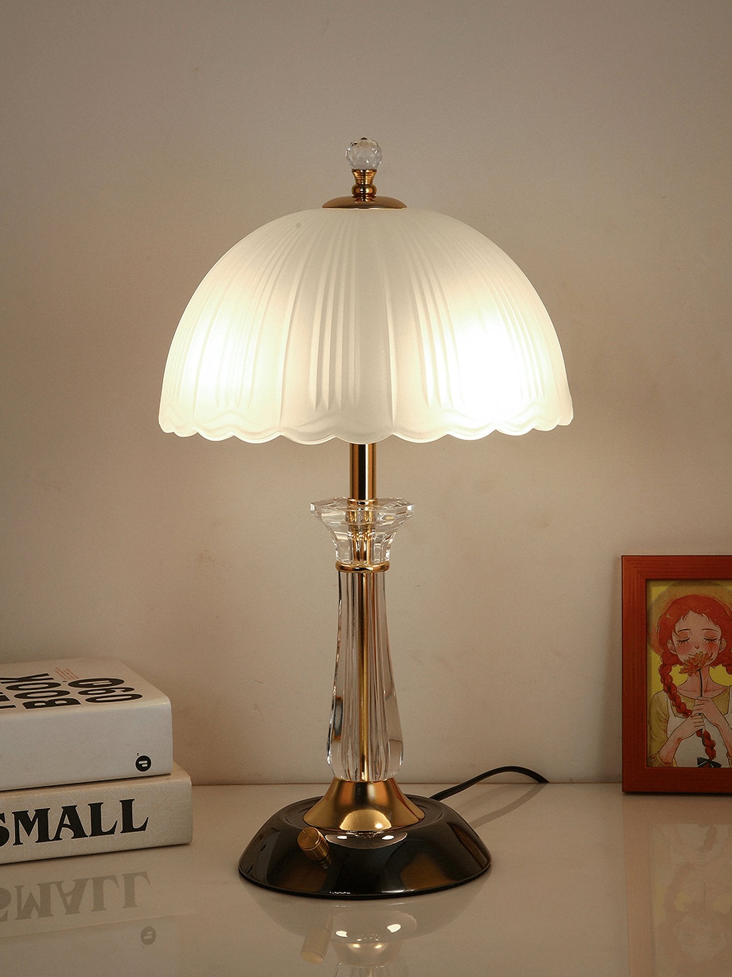 Belle Domed Glass Table Light-Neutral Decor