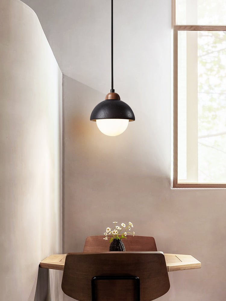 Sena Simple Domewood Black Travertine Pendant Lamp-Neutral Decor