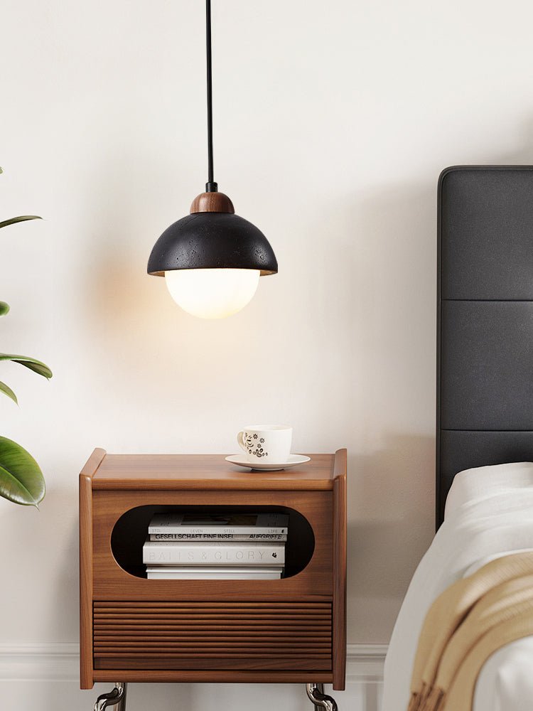 Sena Simple Domewood Black Travertine Pendant Lamp-Neutral Decor