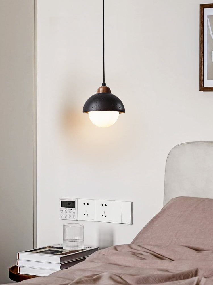 Sena Simple Domewood Black Travertine Pendant Lamp-Neutral Decor