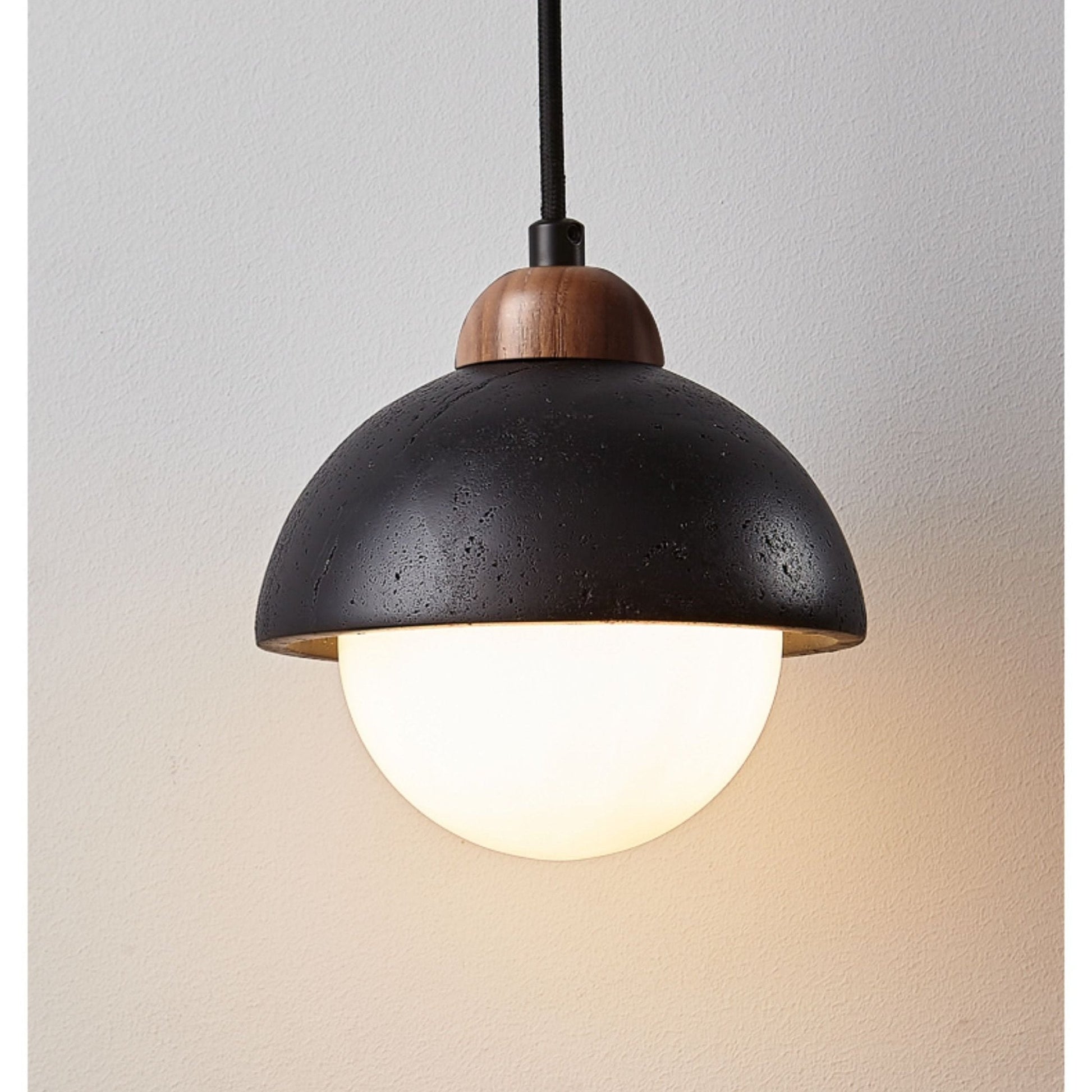 Sena Simple Domewood Black Travertine Pendant Lamp-Neutral Decor