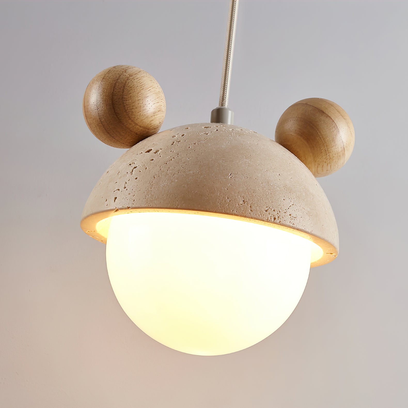 Lyraeus Character-Shaped Travertine Pendant Light-Neutral Decor