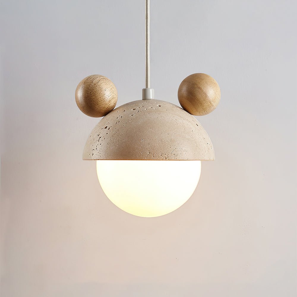 Lyraeus Character-Shaped Travertine Pendant Light-Neutral Decor