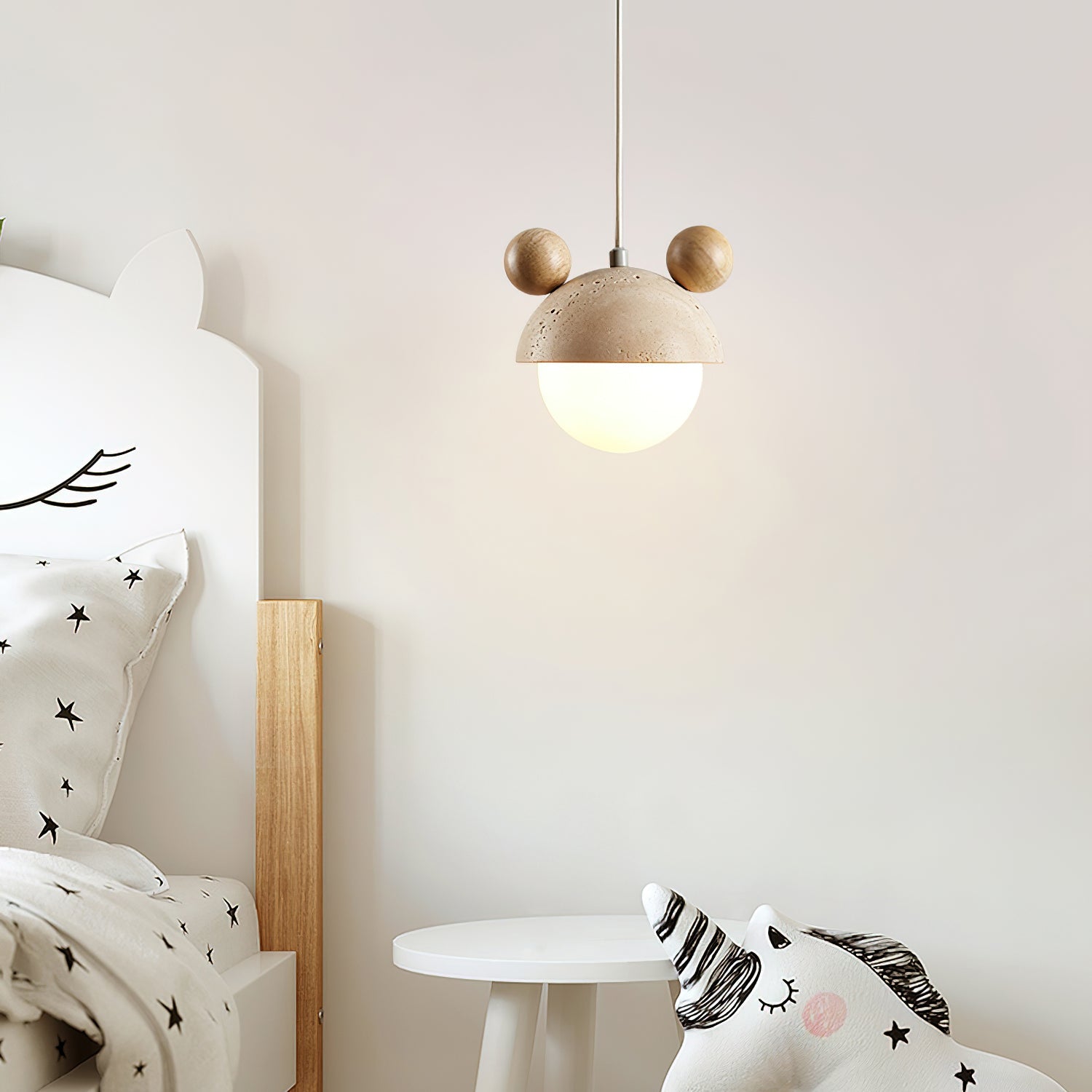 Lyraeus Character-Shaped Travertine Pendant Light-Neutral Decor