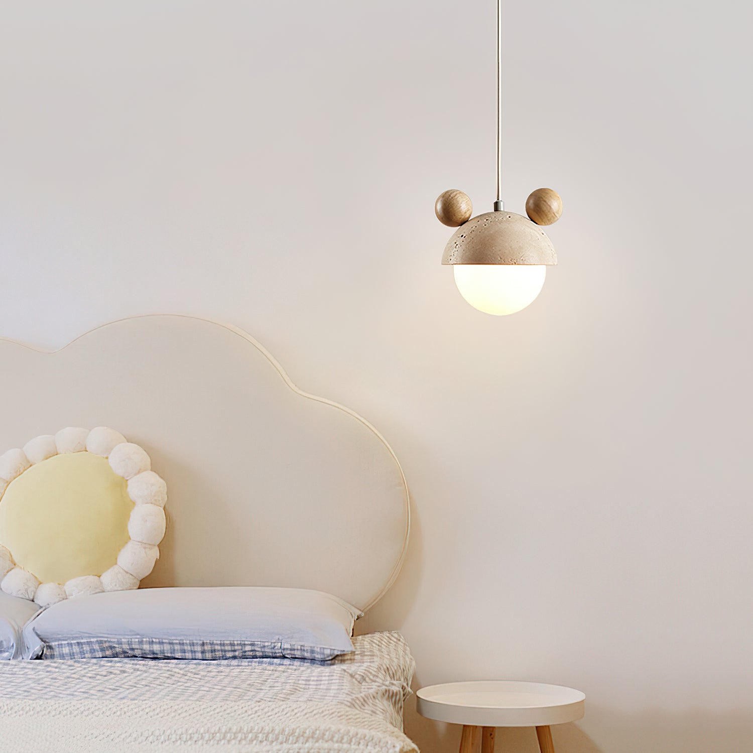 Lyraeus Character-Shaped Travertine Pendant Light-Neutral Decor