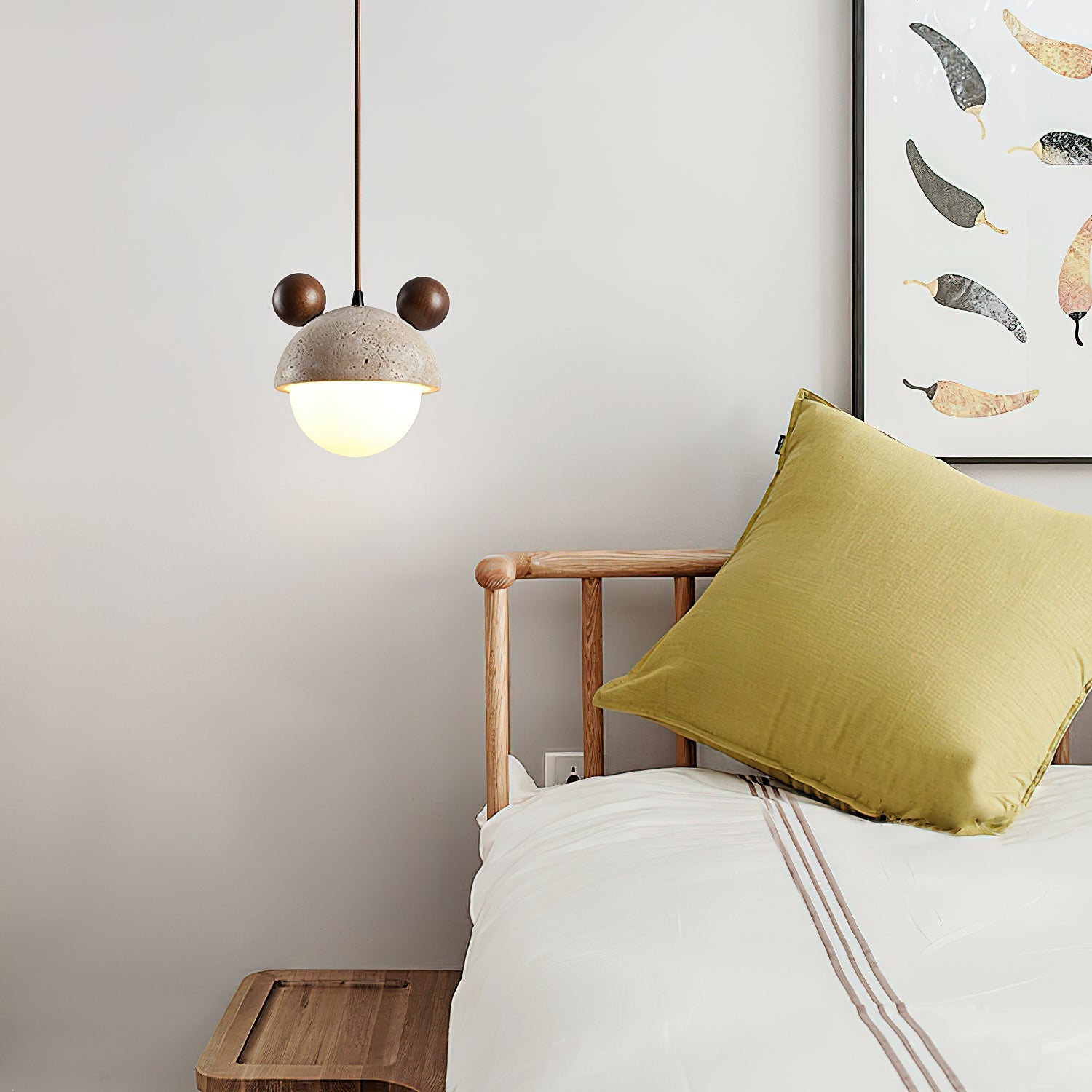 Lyraeus Character-Shaped Travertine Pendant Light-Neutral Decor
