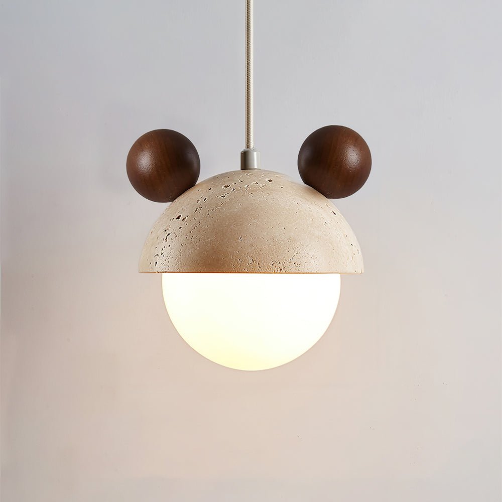 Lyraeus Character-Shaped Travertine Pendant Light-Neutral Decor