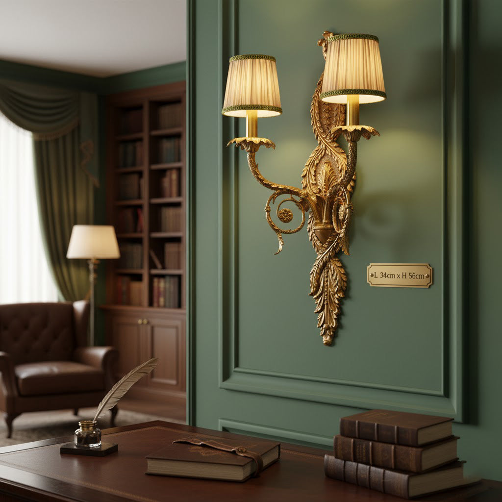 Dominique Wall Lamp shown in a study or home office.