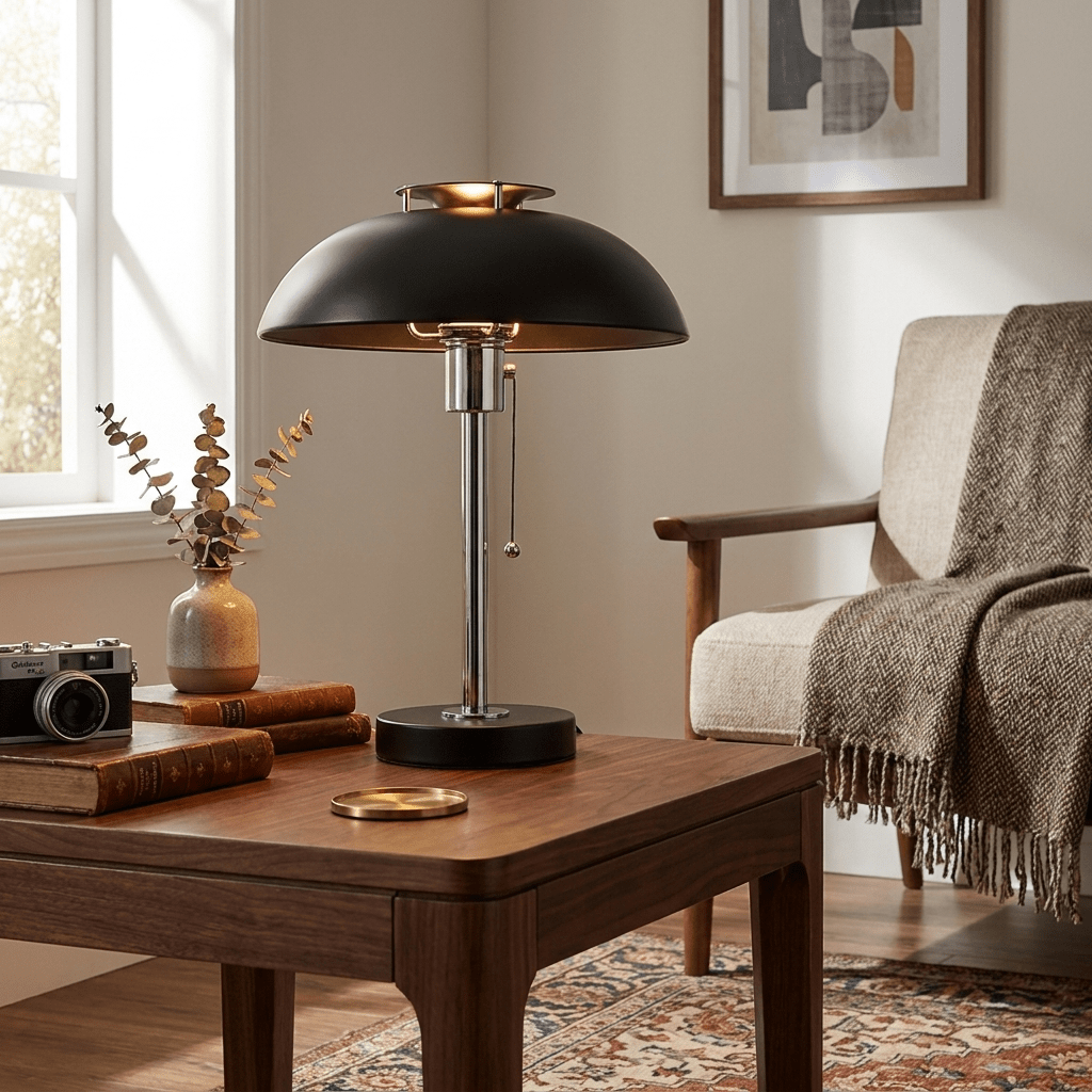 Domo Chrome Mushroom Table Lamp-Neutral Decor