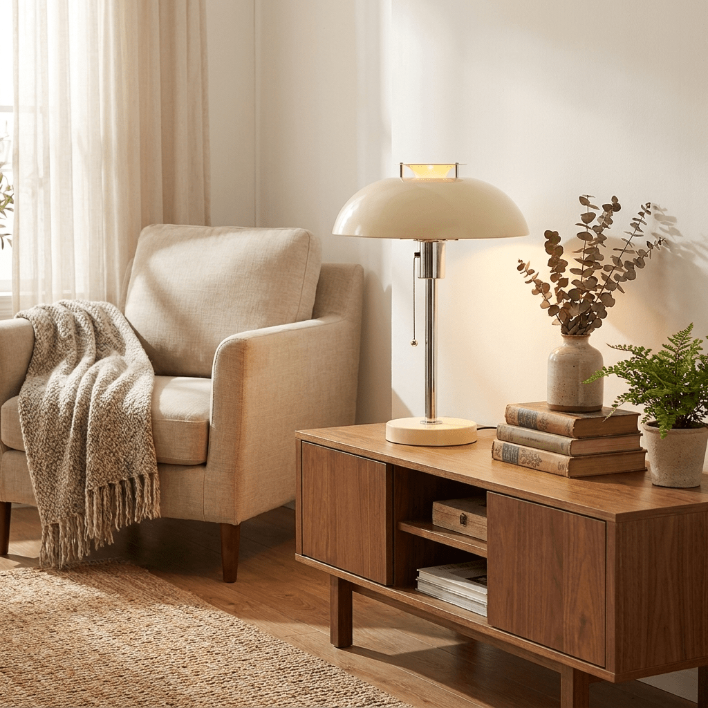 Domo Chrome Mushroom Table Lamp-Neutral Decor
