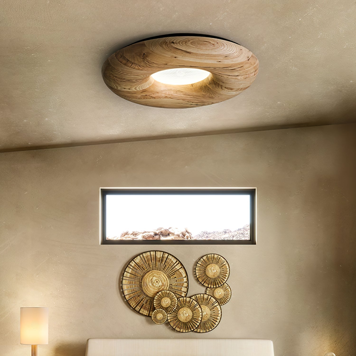 Zosora Organic Oak Flush Mount-Neutral Decor