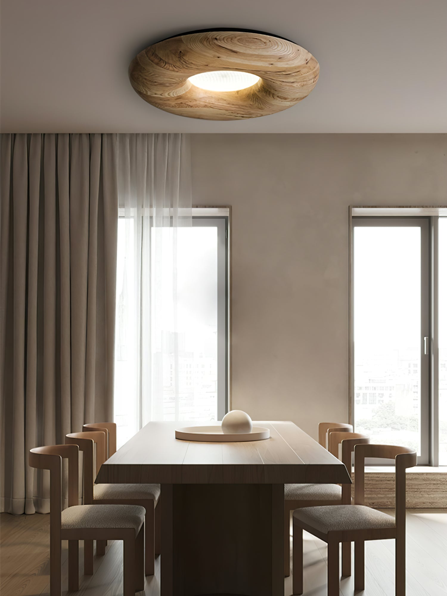 Zosora Organic Oak Flush Mount-Neutral Decor