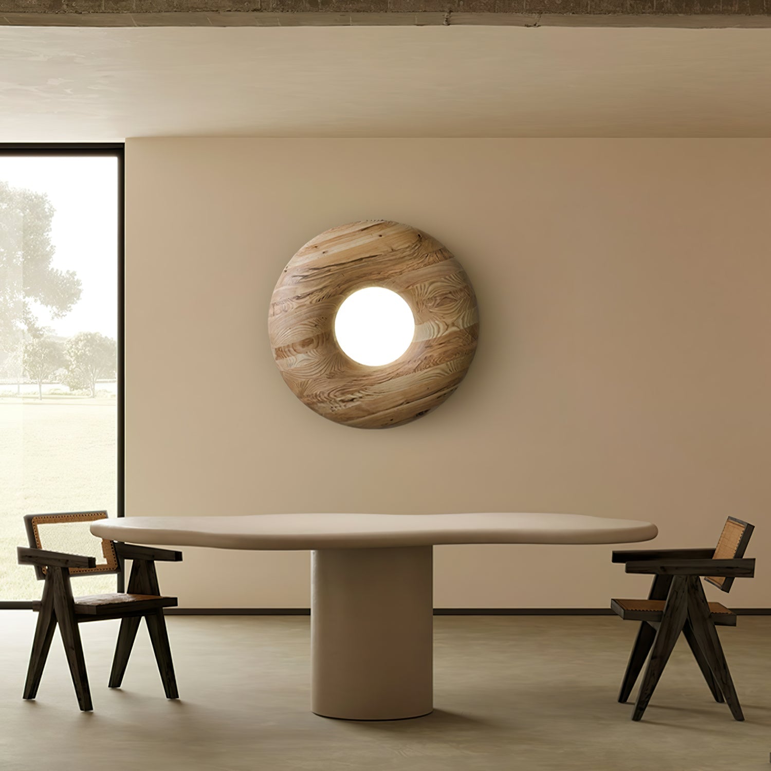 Zosora Organic Oak Flush Mount-Neutral Decor