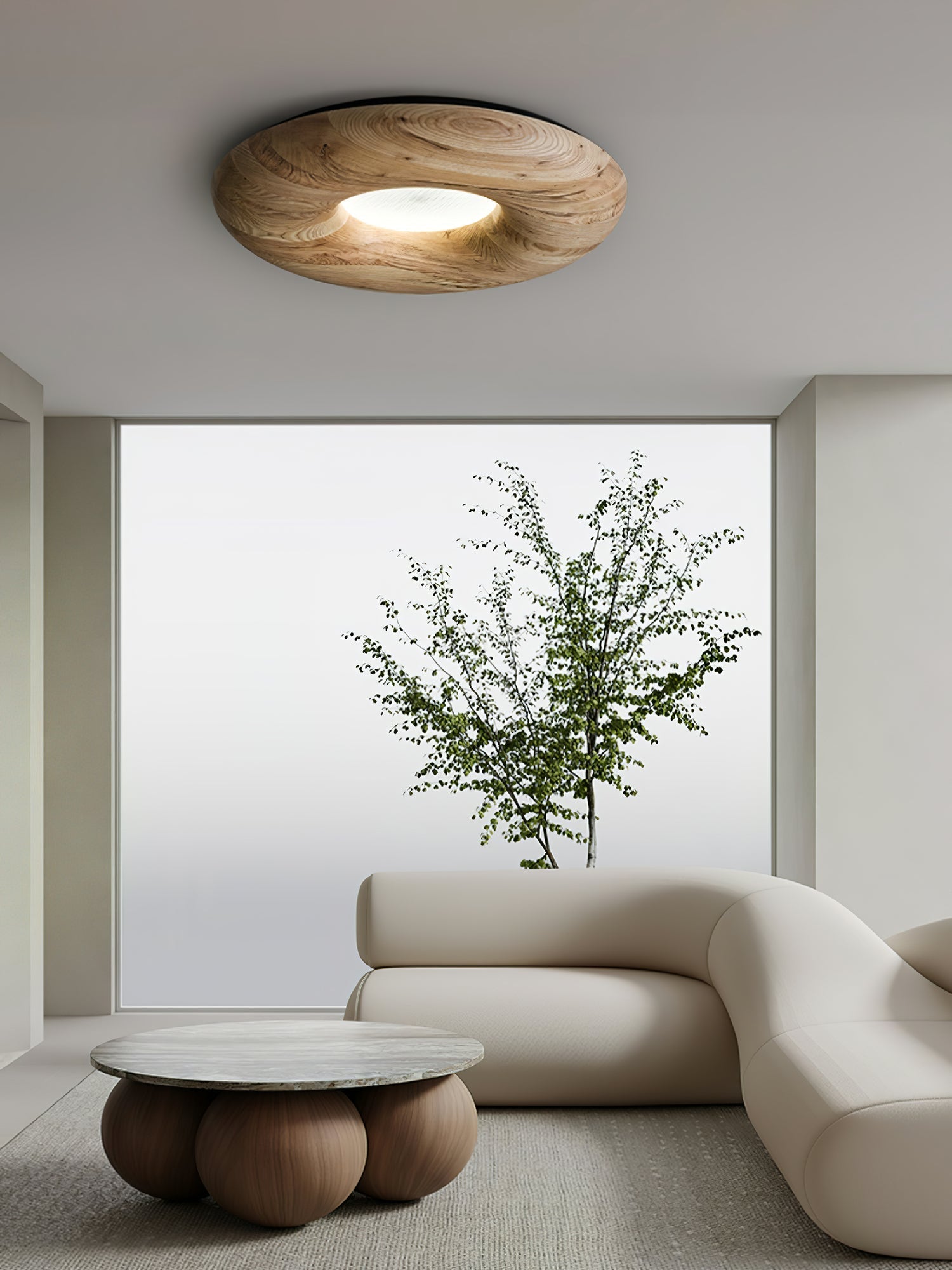 Zosora Organic Oak Flush Mount-Neutral Decor