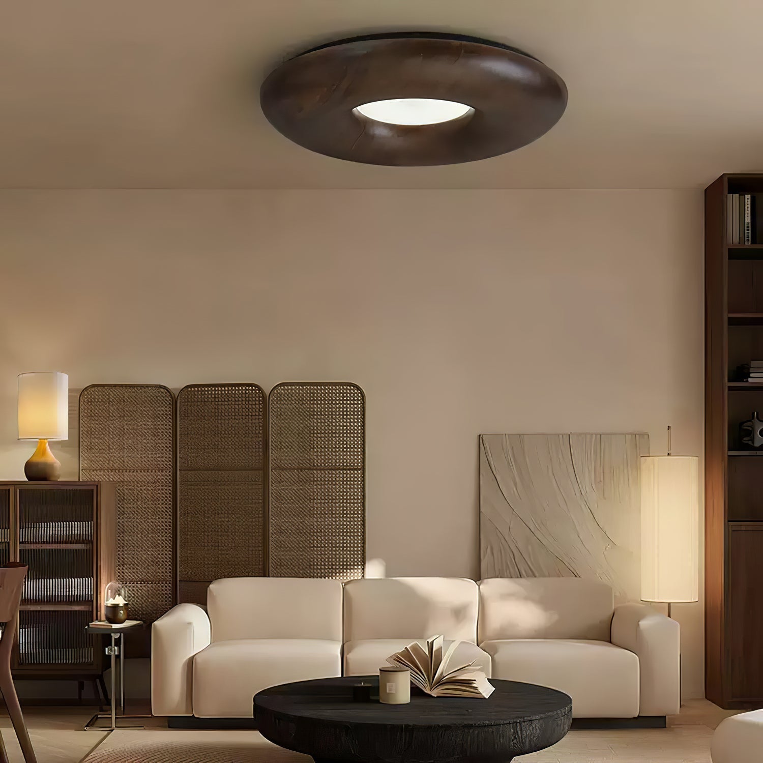 Zosora Organic Oak Flush Mount-Neutral Decor