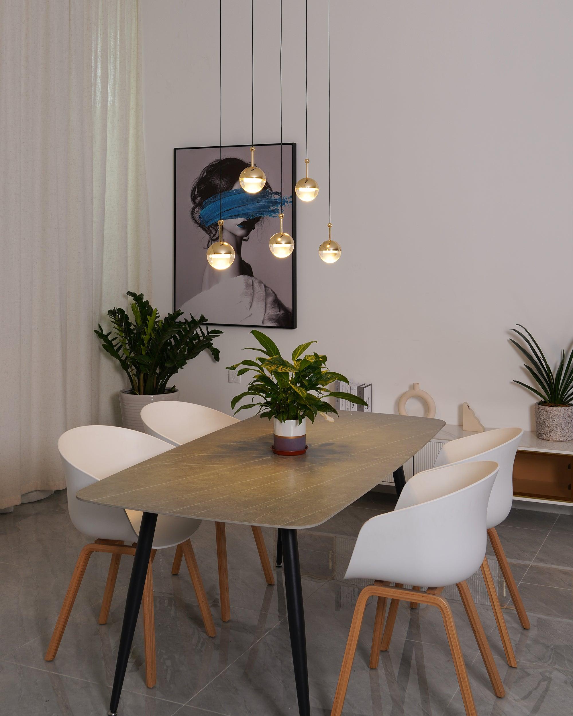Zaneth Pendant Lamp Steel Glass Multi Drop Minimalist Staircase-Neutral Decor