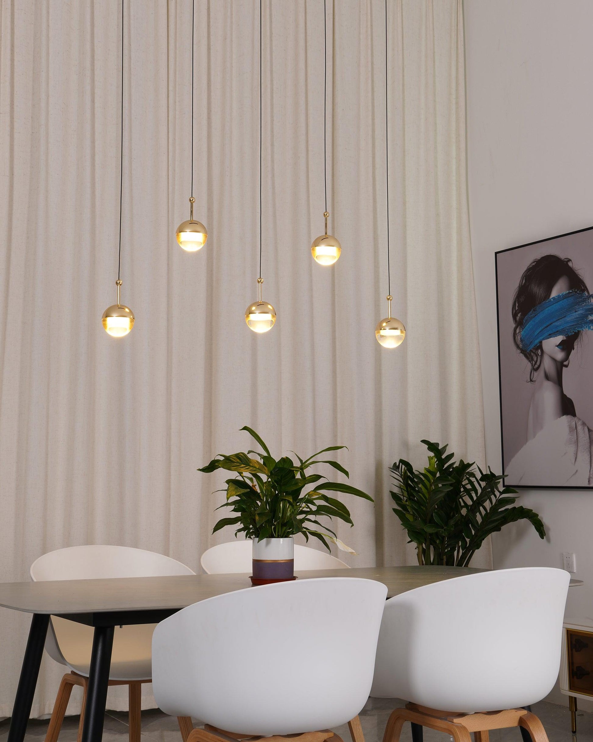 Zaneth Pendant Lamp Steel Glass Multi Drop Minimalist Staircase-Neutral Decor