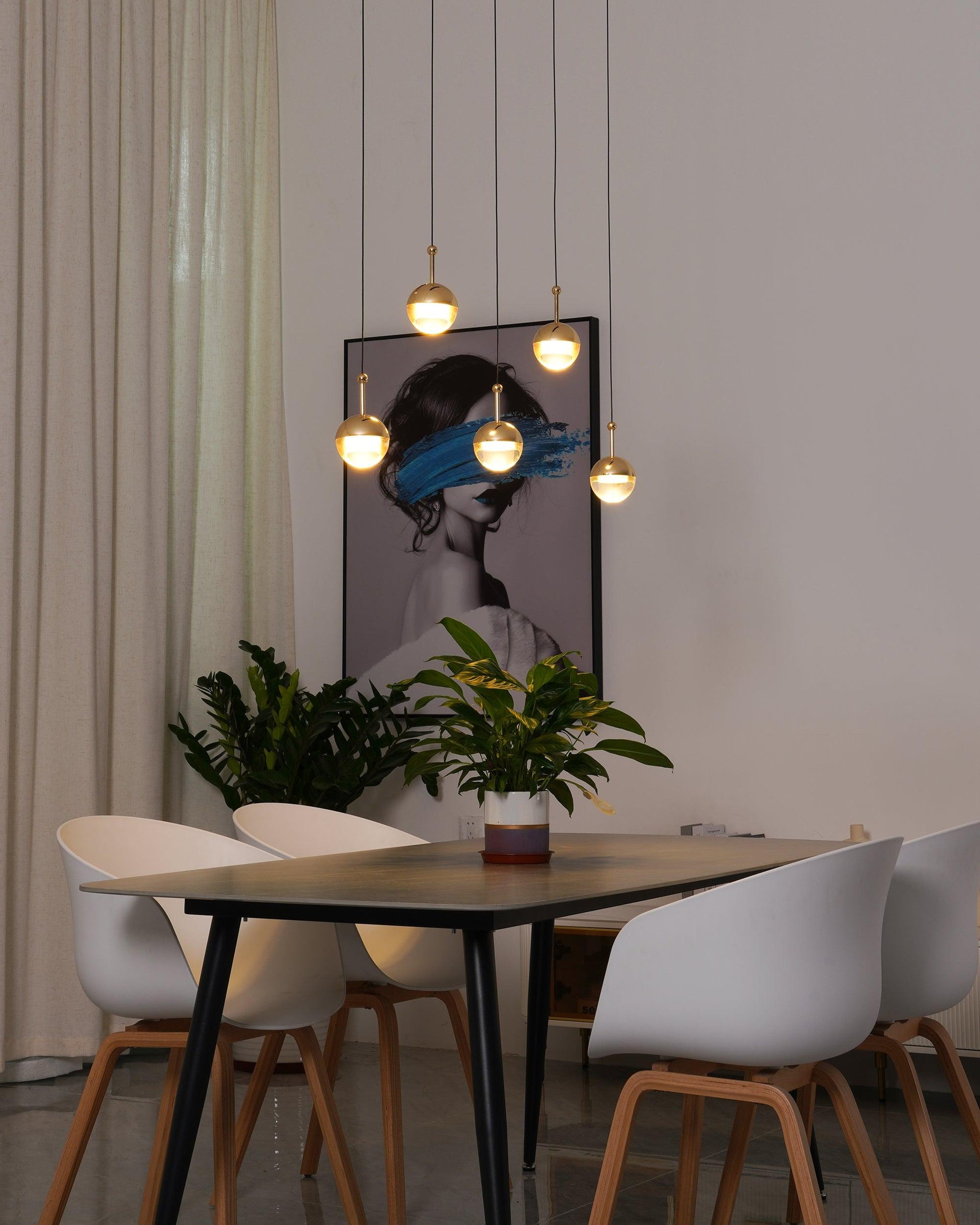 Zaneth Pendant Lamp Steel Glass Multi Drop Minimalist Staircase-Neutral Decor