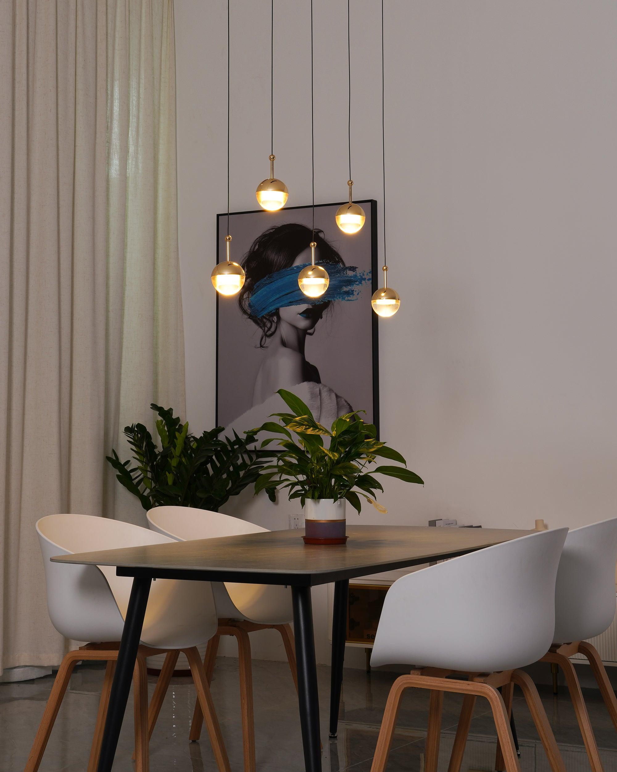 Zaneth Pendant Lamp Steel Glass Multi Drop Minimalist Staircase-Neutral Decor