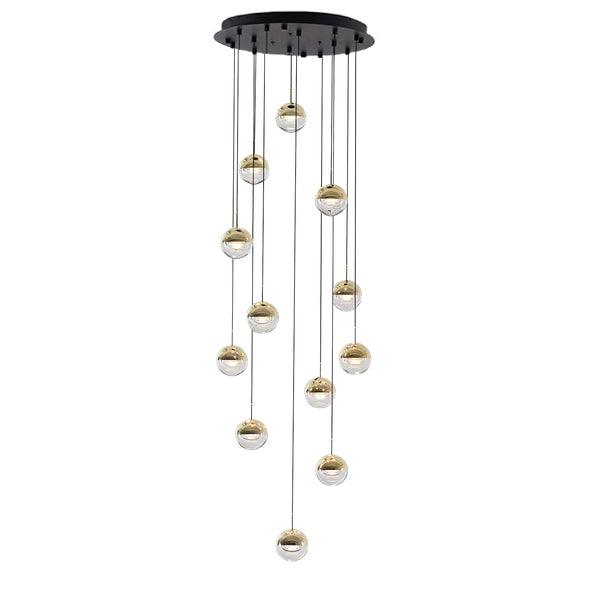 Zaneth Pendant Lamp Steel Glass Multi Drop Minimalist Staircase-Neutral Decor