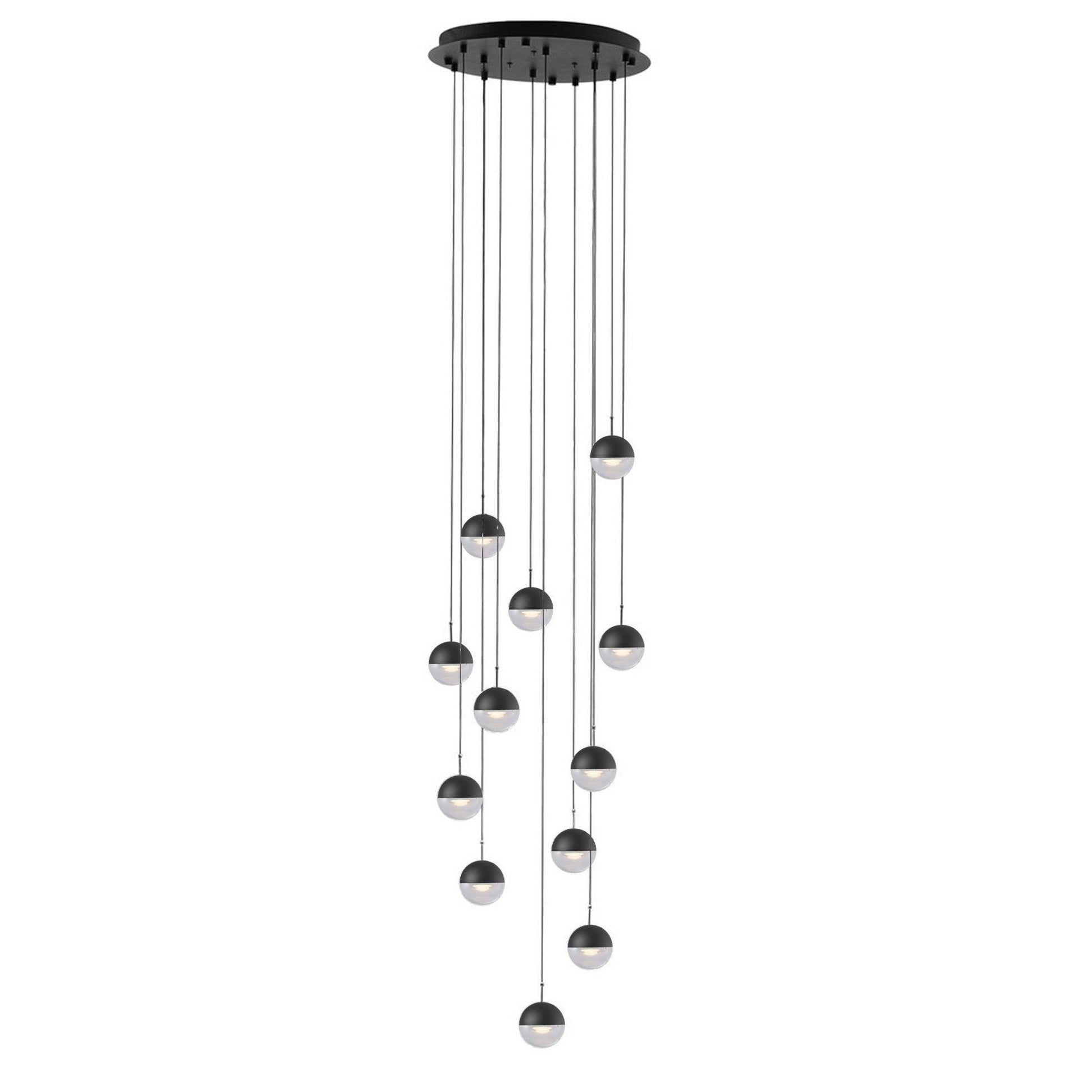 Zaneth Pendant Lamp Steel Glass Multi Drop Minimalist Staircase-Neutral Decor