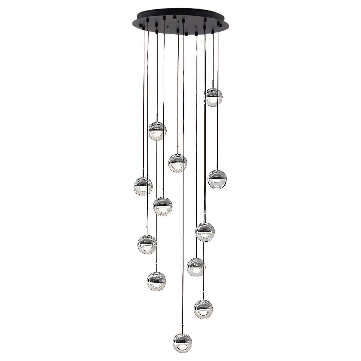 Zaneth Pendant Lamp Steel Glass Multi Drop Minimalist Staircase-Neutral Decor