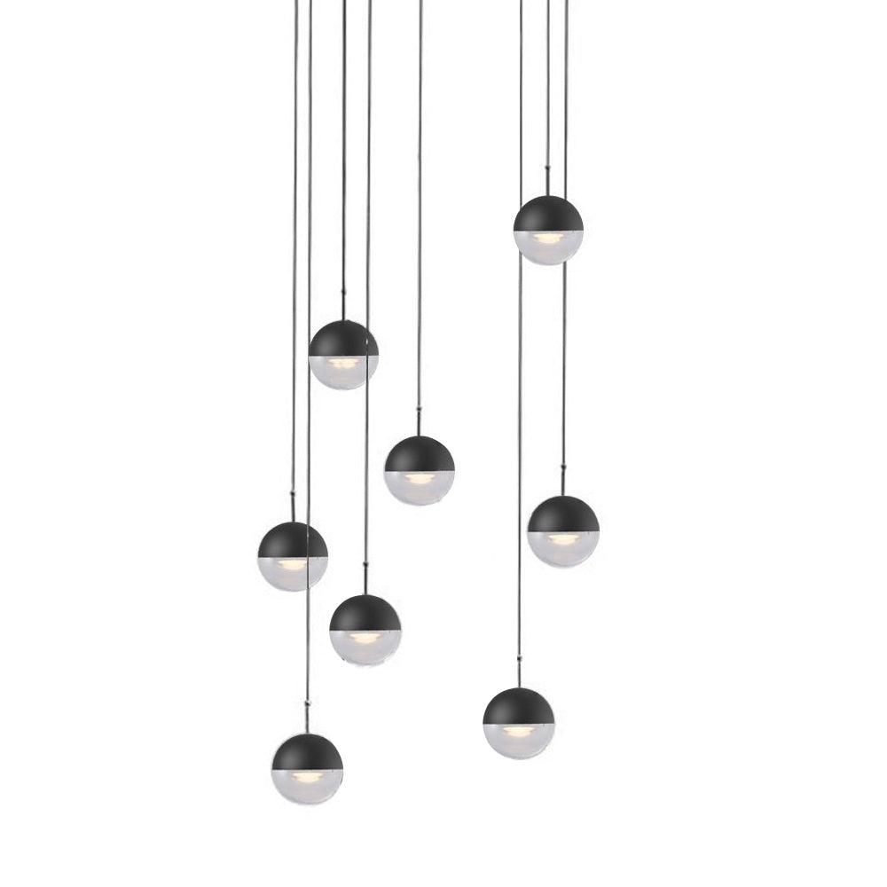 Zaneth Pendant Lamp Steel Glass Multi Drop Minimalist Staircase-Neutral Decor
