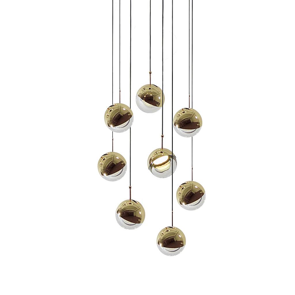 Zaneth Pendant Lamp Steel Glass Multi Drop Minimalist Staircase-Neutral Decor
