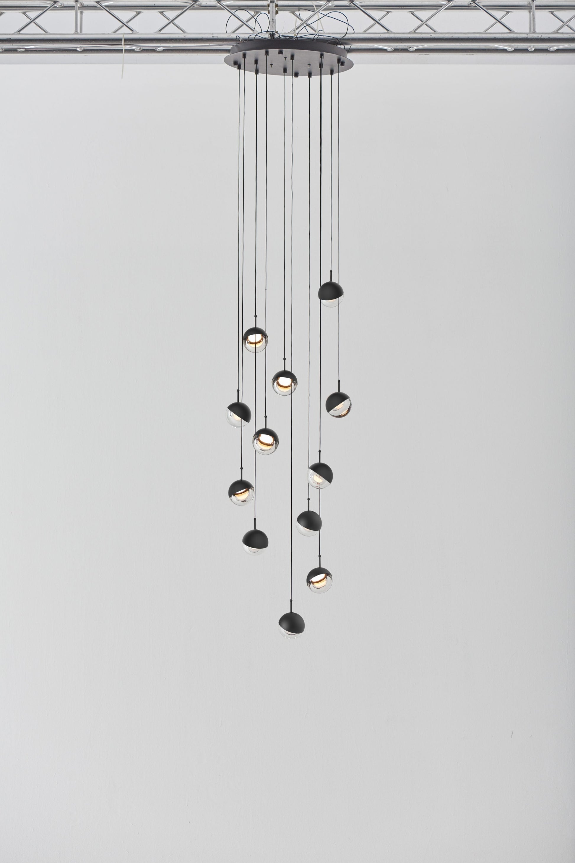 Zaneth Pendant Lamp Steel Glass Multi Drop Minimalist Staircase-Neutral Decor