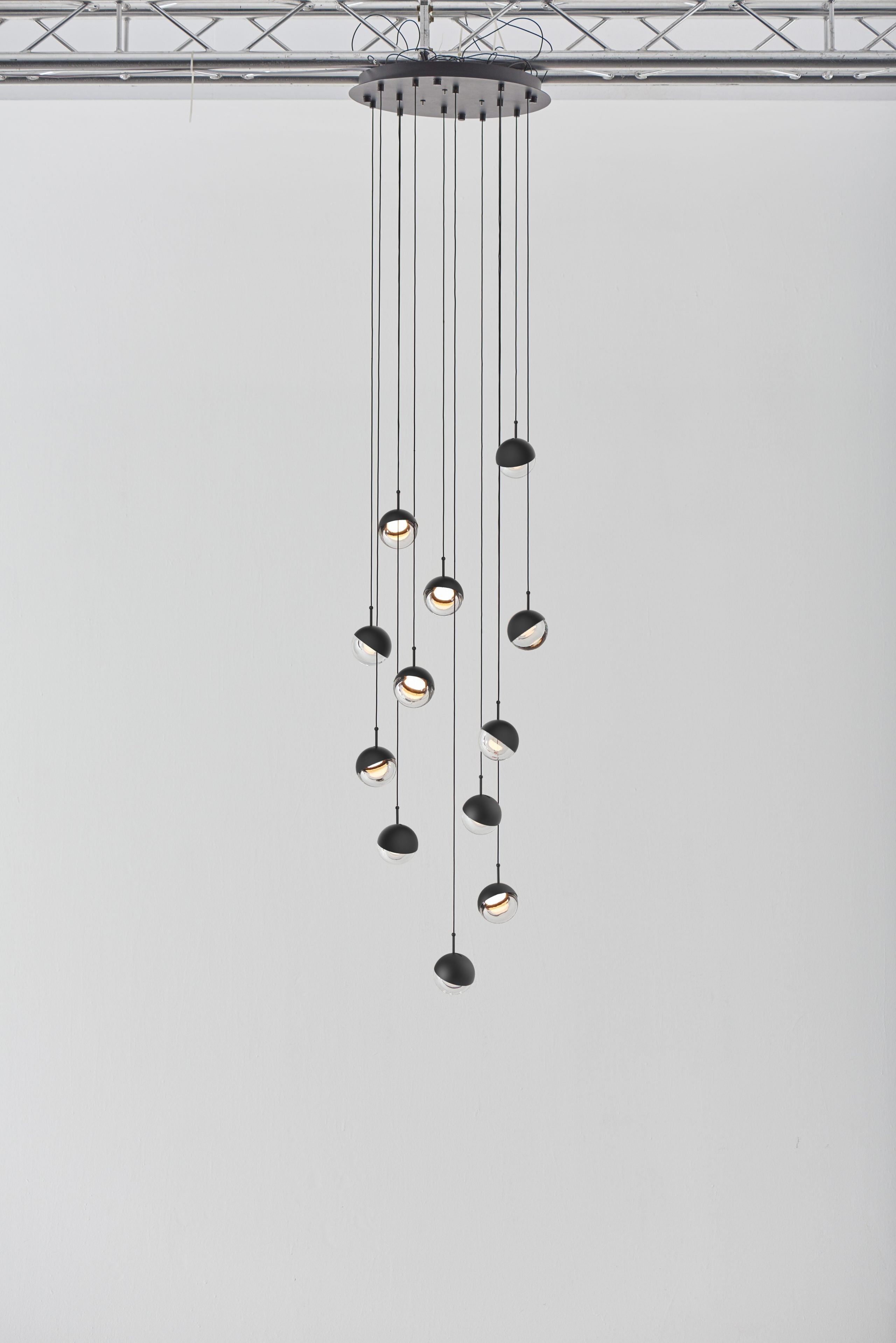 Zaneth Pendant Lamp Steel Glass Multi Drop Minimalist Staircase-Neutral Decor