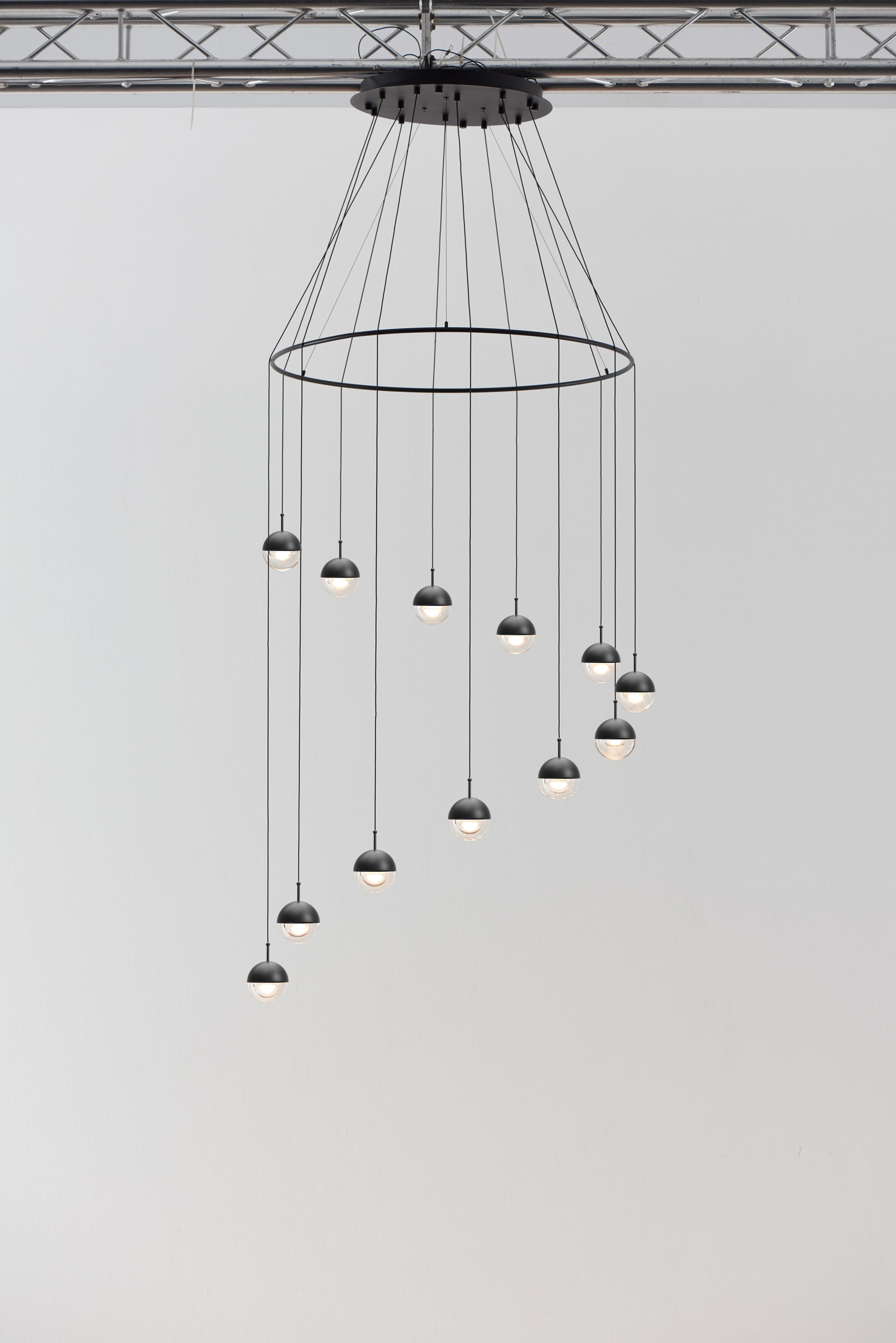Zaneth Pendant Lamp Steel Glass Multi Drop Minimalist Staircase-Neutral Decor