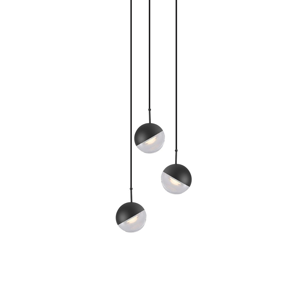 Zaneth Pendant Lamp Steel Glass Multi Drop Minimalist Staircase-Neutral Decor