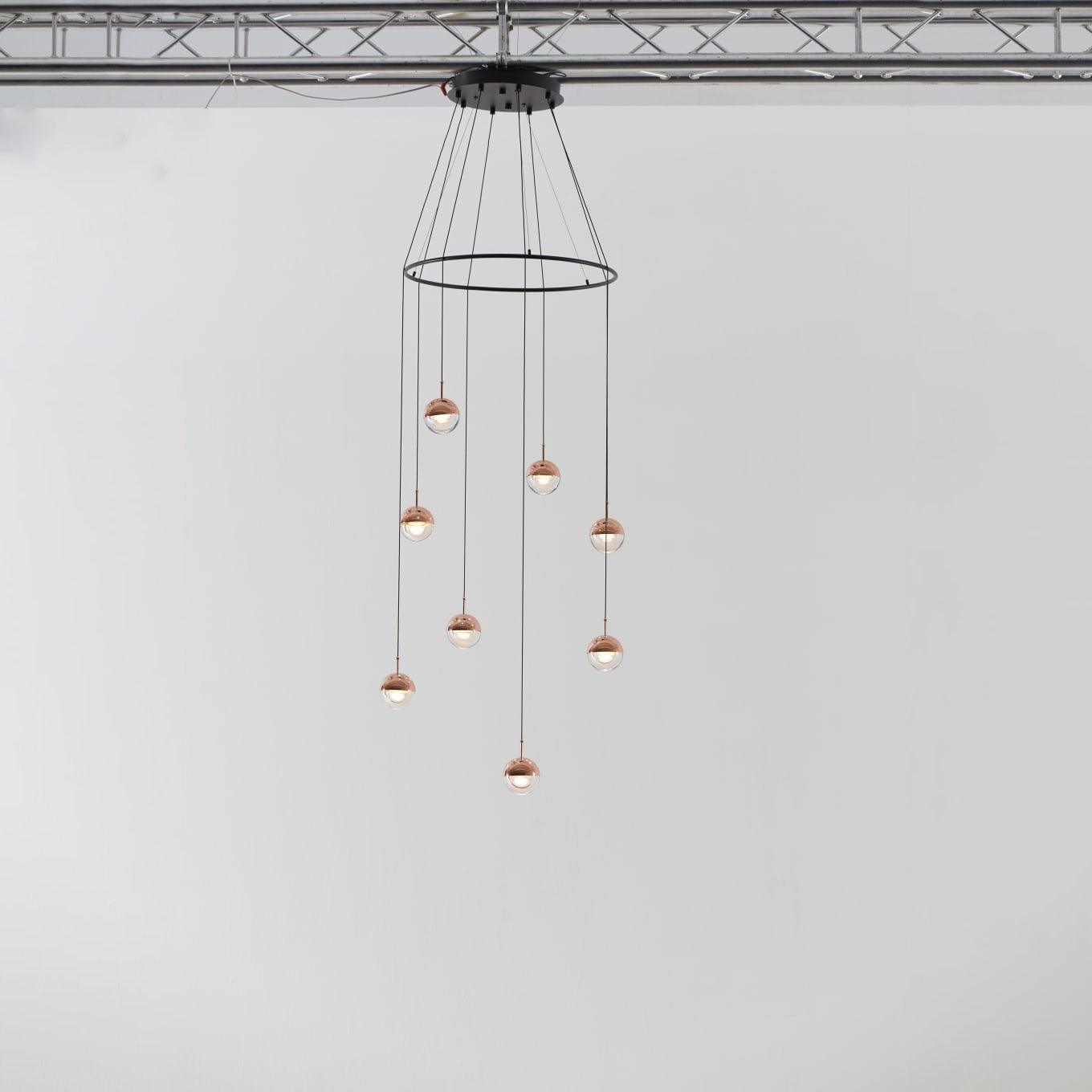 Zaneth Pendant Lamp Steel Glass Multi Drop Minimalist Staircase-Neutral Decor