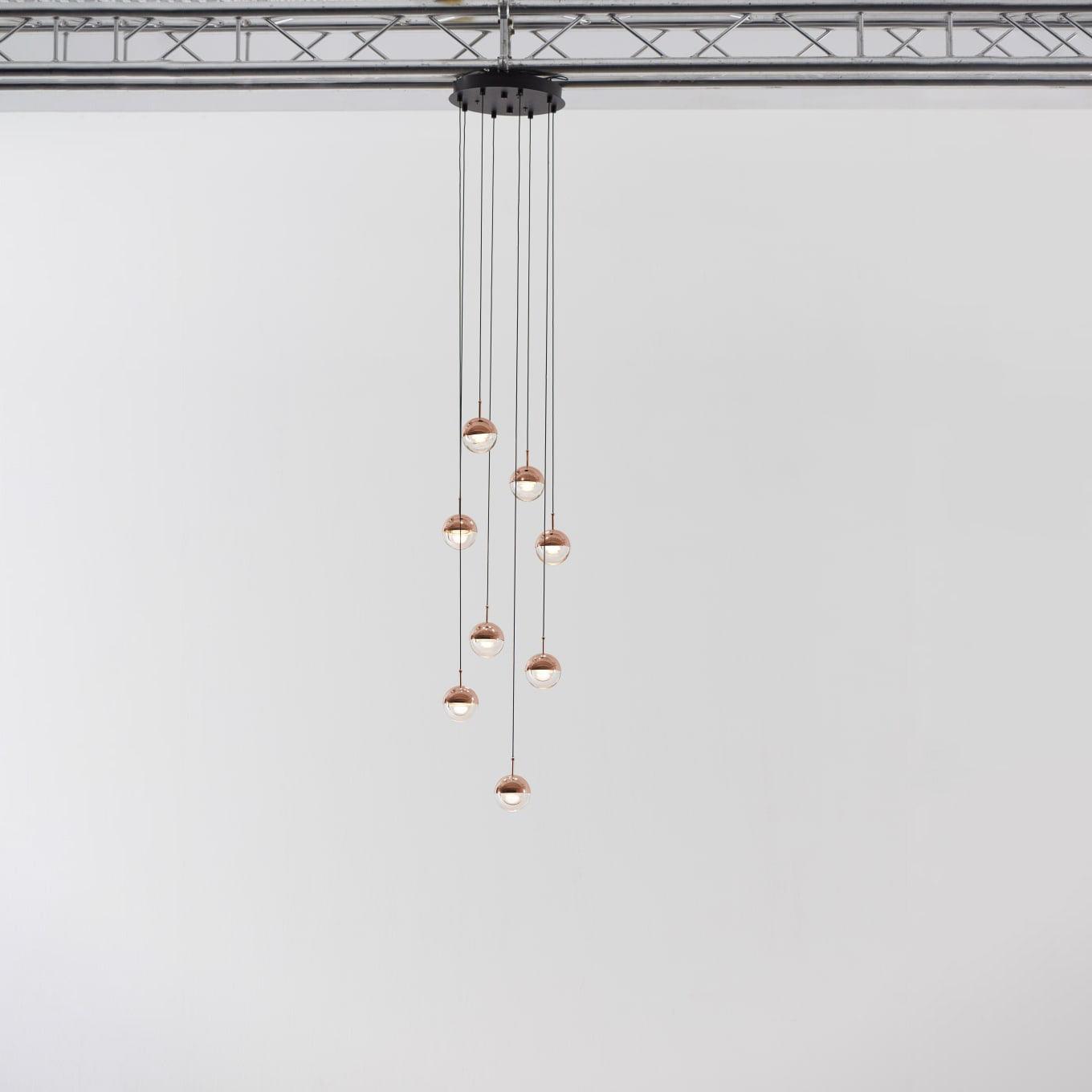 Zaneth Pendant Lamp Steel Glass Multi Drop Minimalist Staircase-Neutral Decor