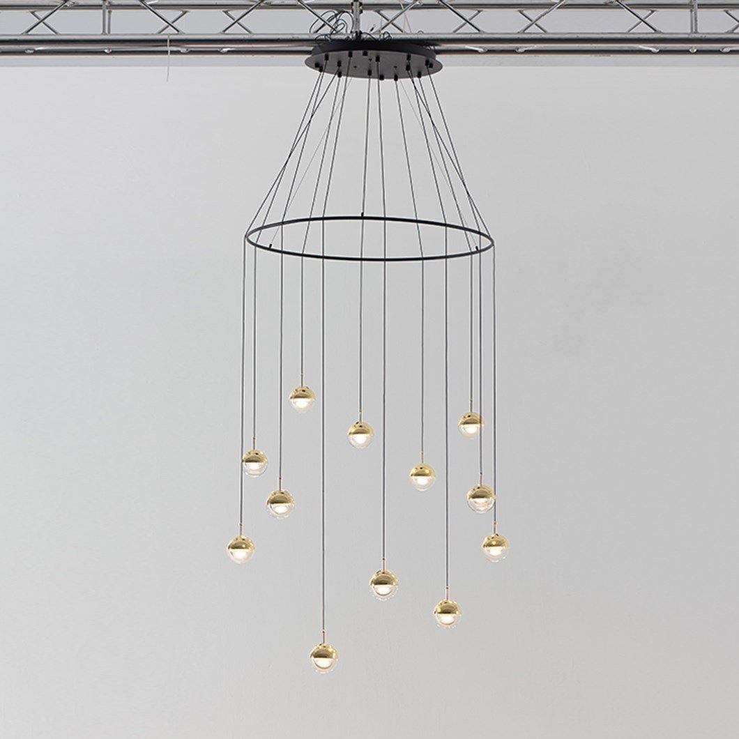 Zaneth Pendant Lamp Steel Glass Multi Drop Minimalist Staircase-Neutral Decor