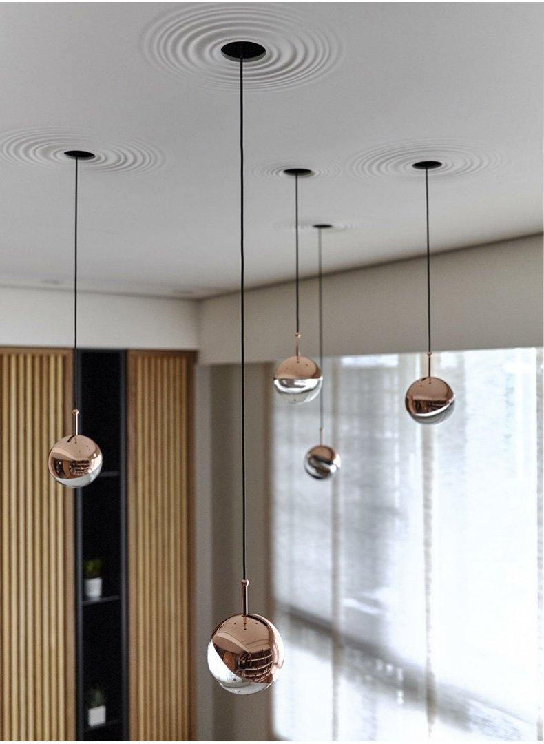 Zaneth Pendant Lamp Steel Glass Multi Drop Minimalist Staircase-Neutral Decor