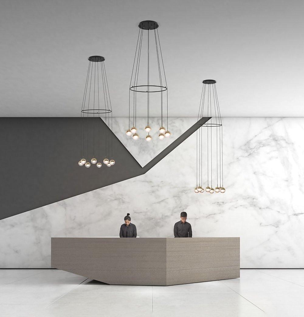 Zaneth Pendant Lamp Steel Glass Multi Drop Minimalist Staircase-Neutral Decor