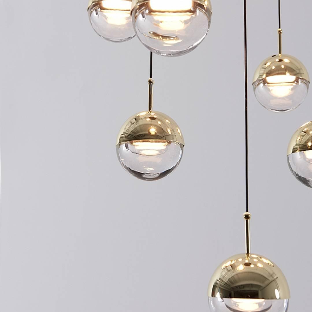 Zaneth Pendant Lamp Steel Glass Multi Drop Minimalist Staircase-Neutral Decor