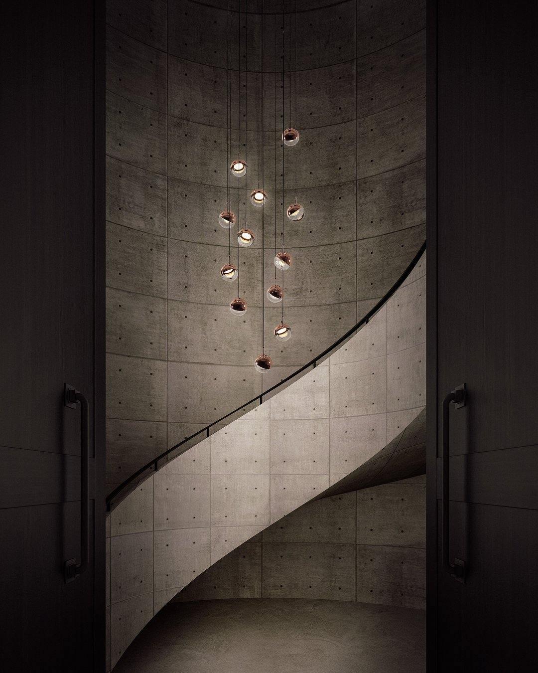 Zaneth Pendant Lamp Steel Glass Multi Drop Minimalist Staircase-Neutral Decor