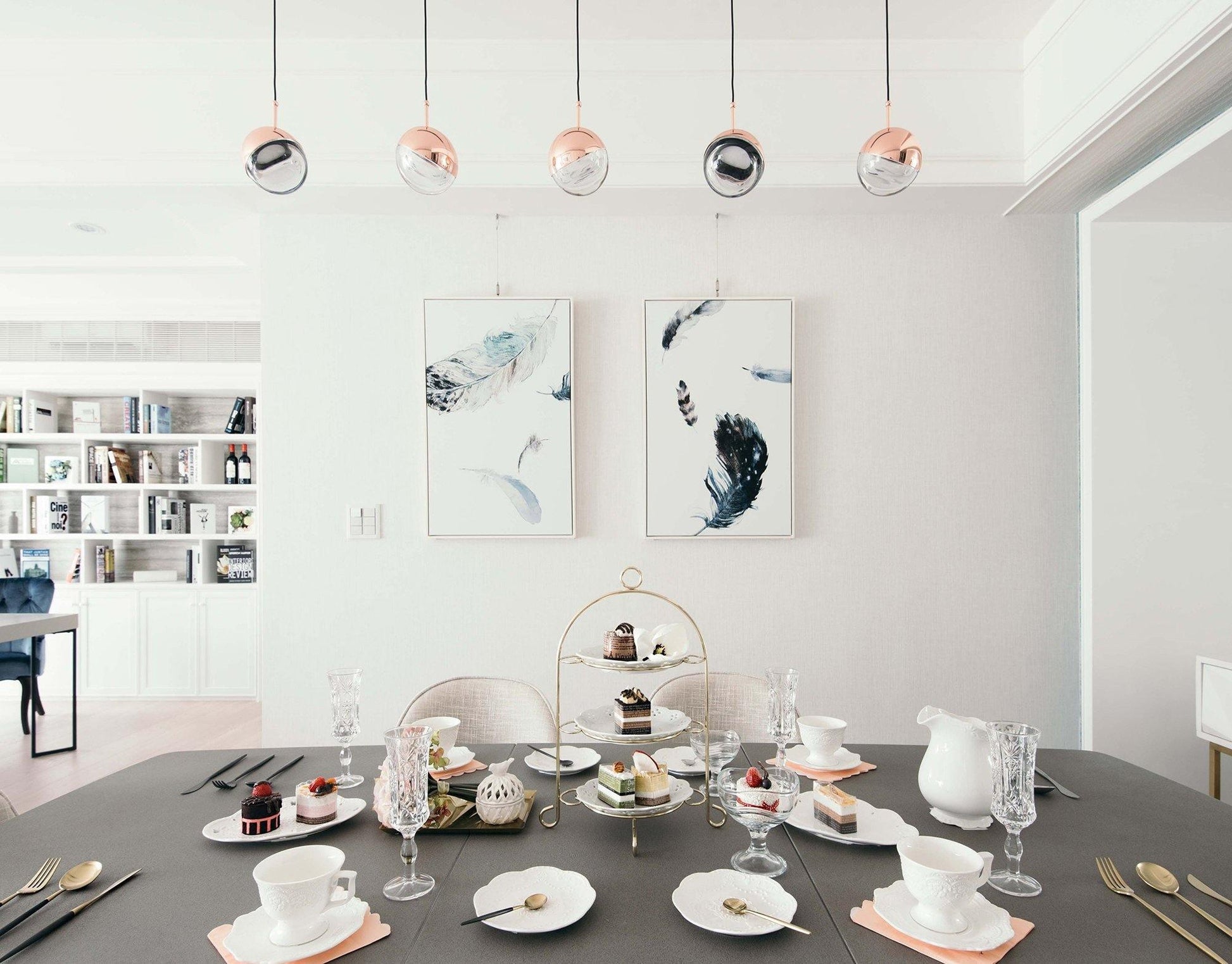 Zaneth Pendant Lamp Steel Glass Multi Drop Minimalist Staircase-Neutral Decor