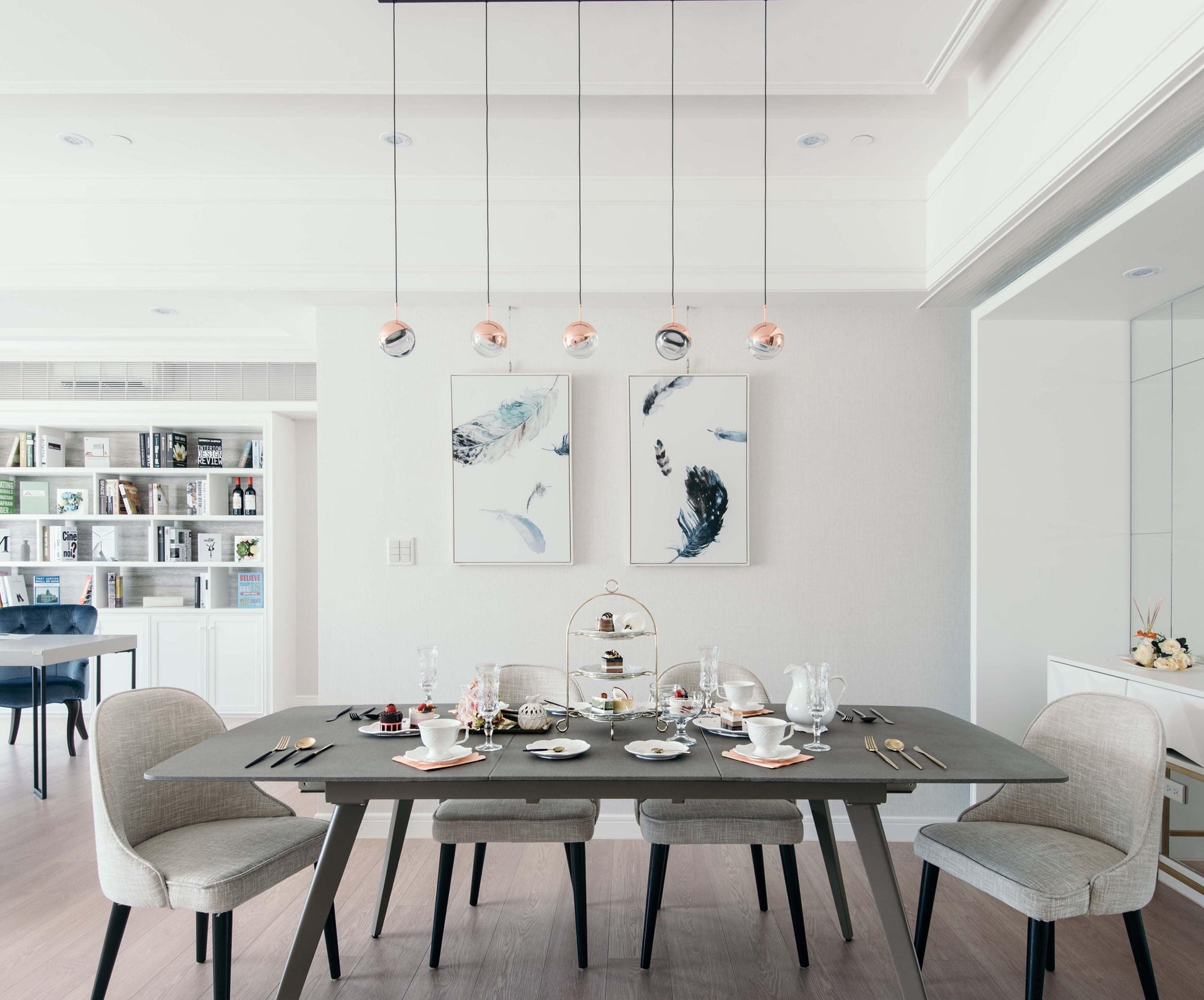 Zaneth Pendant Lamp Steel Glass Multi Drop Minimalist Staircase-Neutral Decor