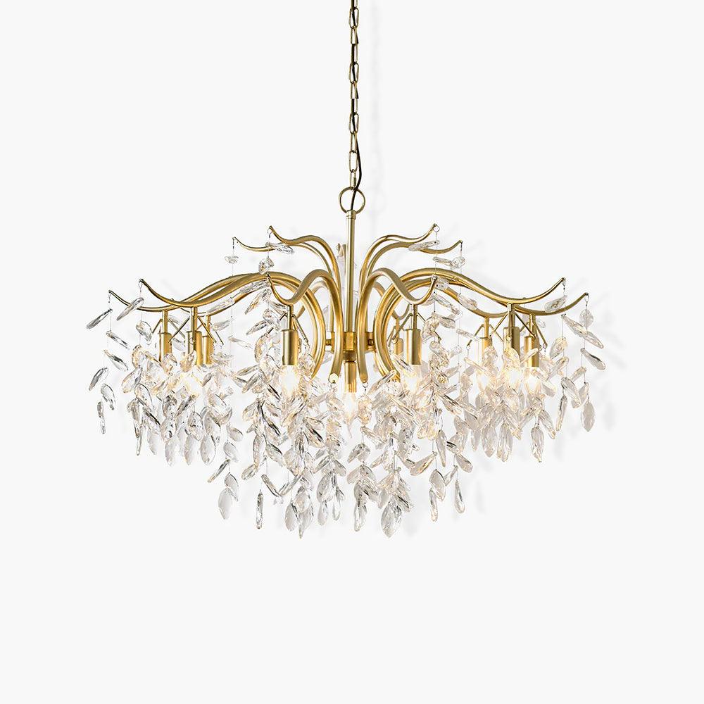 Firnal Chandelier Iron & Crystal Leaf-Neutral Decor