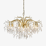 Firnal Chandelier Iron & Crystal Leaf-Neutral Decor