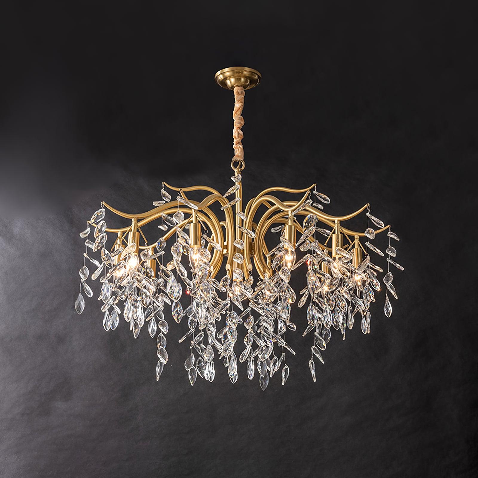 Firnal Chandelier Iron & Crystal Leaf-Neutral Decor
