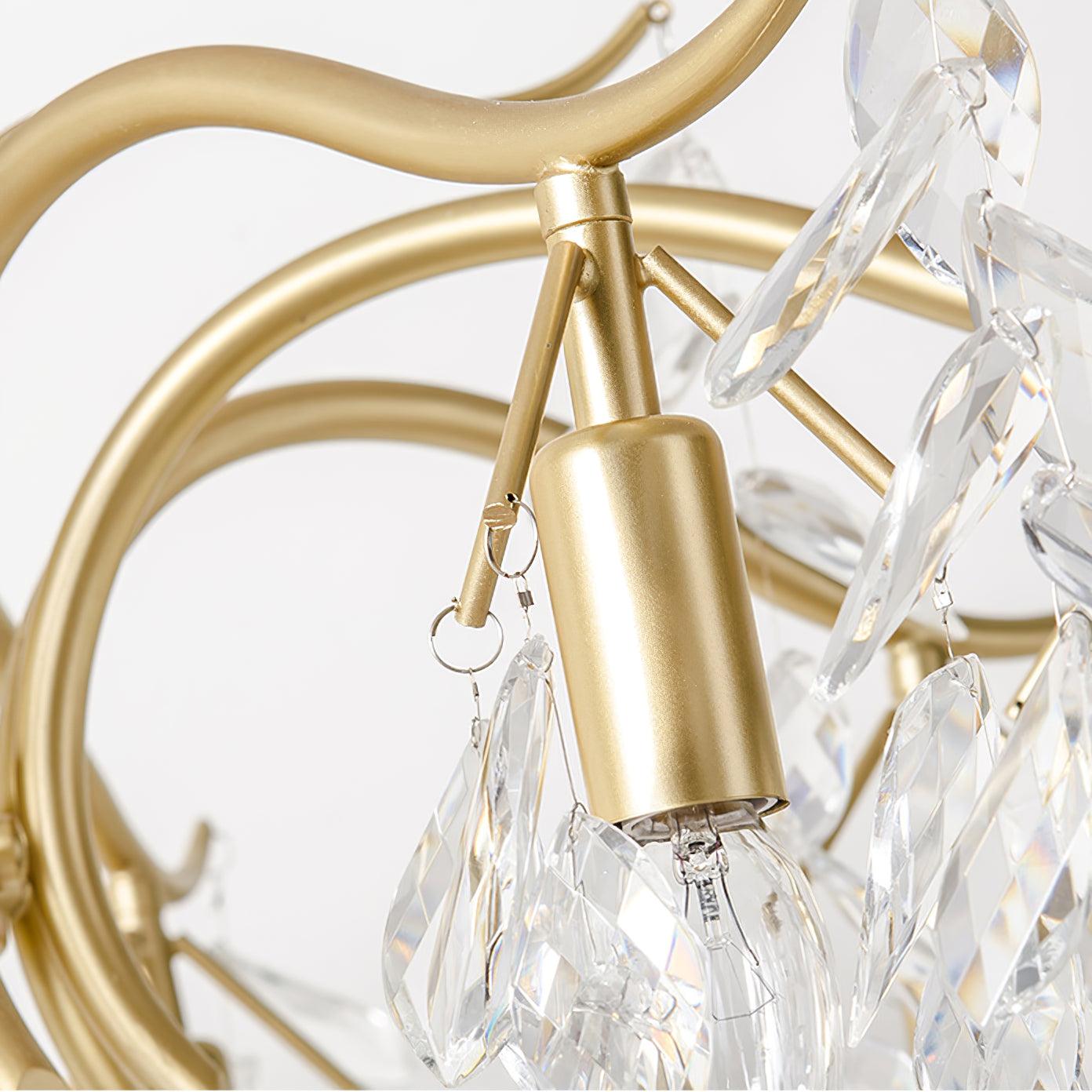 Firnal Chandelier Iron & Crystal Leaf-Neutral Decor