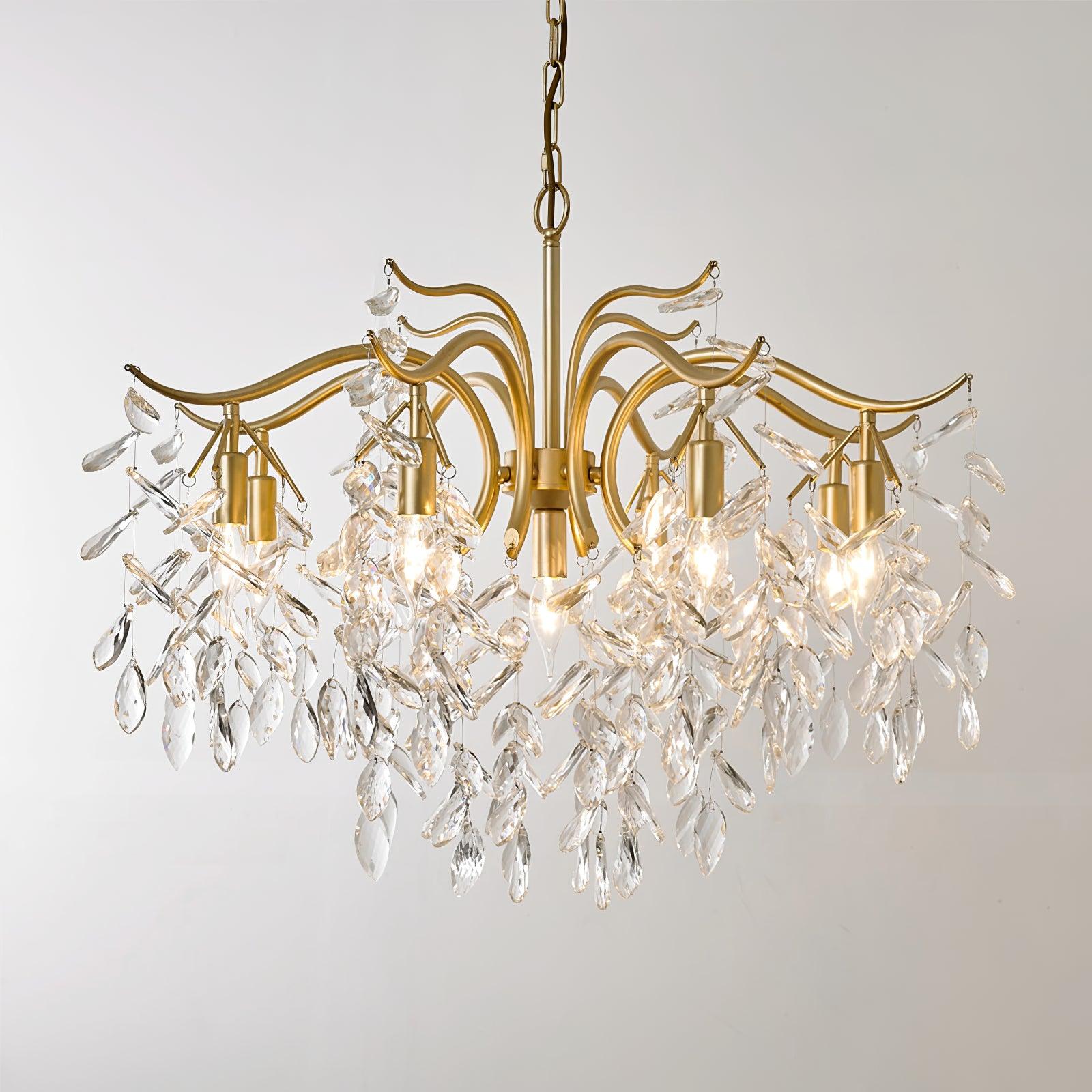 Firnal Chandelier Iron & Crystal Leaf-Neutral Decor