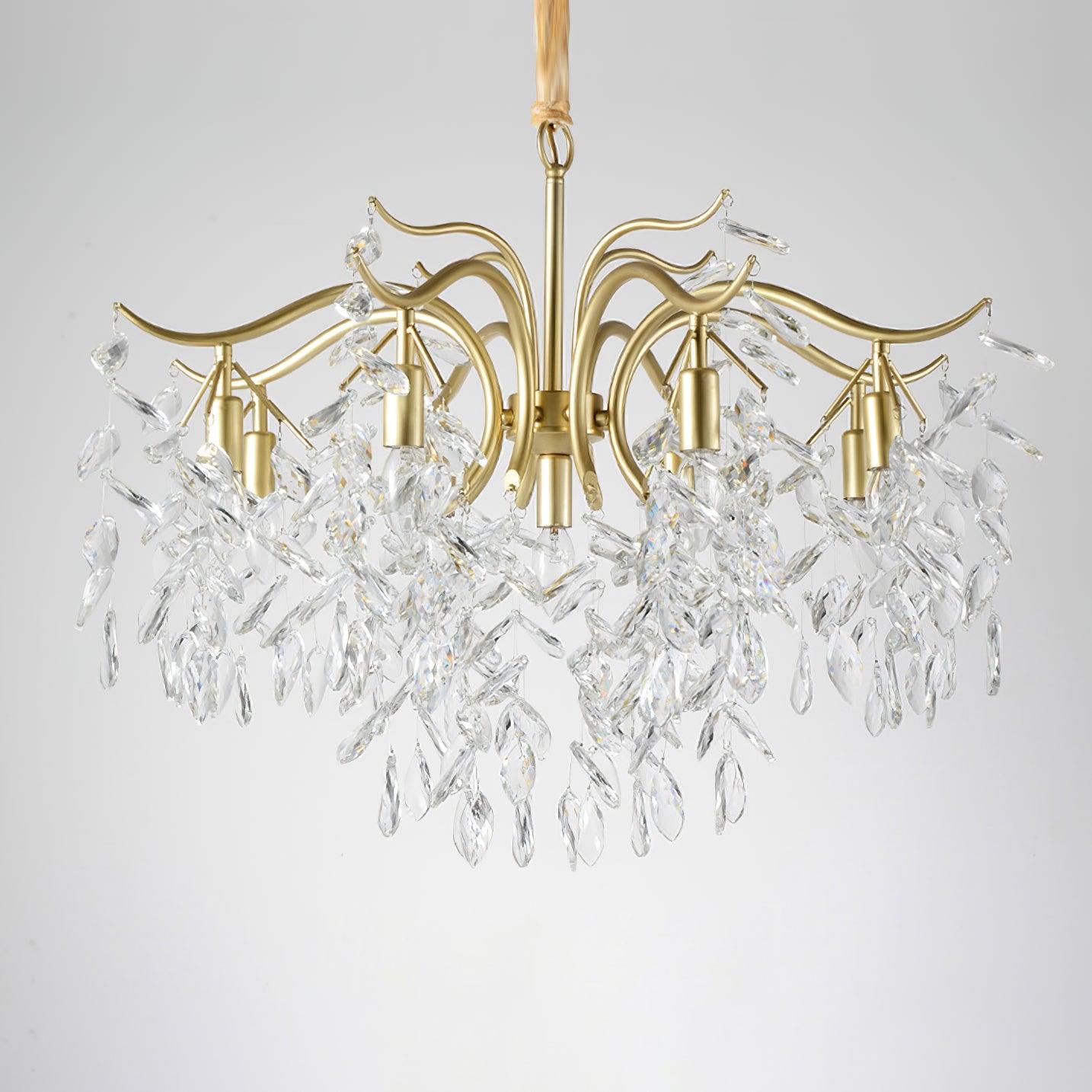 Firnal Chandelier Iron & Crystal Leaf-Neutral Decor